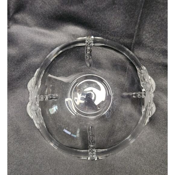Vintage Clear Glass Etched Leaves Flowers Bowl Retro Candy Dish Ring Bowl 6"x3" - Picture 3 of 6